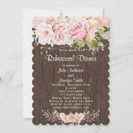 Rustit Rosa Blommigt String Ljus Rehearsal Middag Inbjudningar