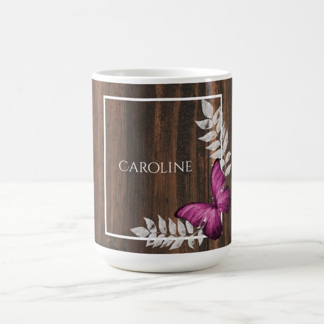 Rustit Rosa Butterfly Personlig Coffee Mugg (Center)