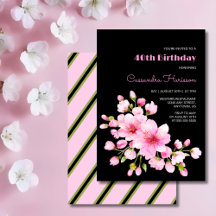Rustit Rosa Cherry Blommar Sakura Black Birthday