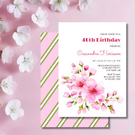 Rustit Rosa Cherry Blommar Sakura Blommigt Birthda Inbjudningar