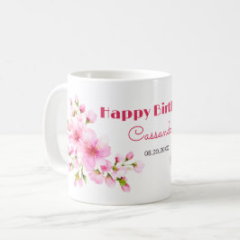 Rustit Rosa Cherry Blommar Sakura Blommigt Birthda Kaffemugg