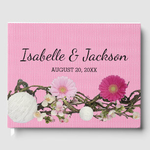 Rustit Rosa Daisy Boho Chic Personlig Gästböcker