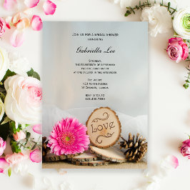 Rustit Rosa Daisy Woodland Möhippa Inbjudningar