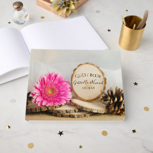 Rustit Rosa Gerber Daisy Woodland Bröllop Gästböcker