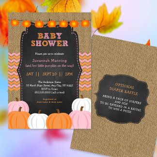 Rustit Rosa Orange Pumpkin-inbjudan till babydusch Inbjudningar