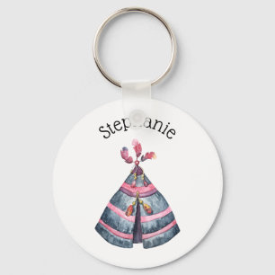 Rustit Tribal Watercolor Wigwam Custom Name Nyckelring