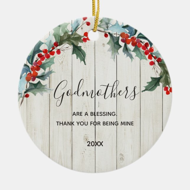 Rustit wood Red Blommigt Godmothers jul Julgransprydnad Keramik (Framsidan)