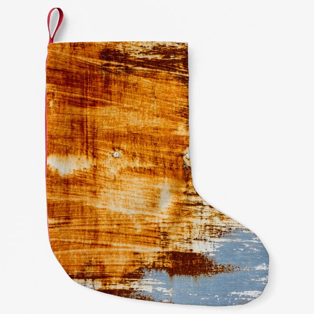 Ruststål lakan, texturerad bakgrund. liten julstrumpa (Framsidan)