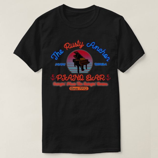 Rusty Anchor Piano Pub sedan 1992 T Shirt (Design framsida)