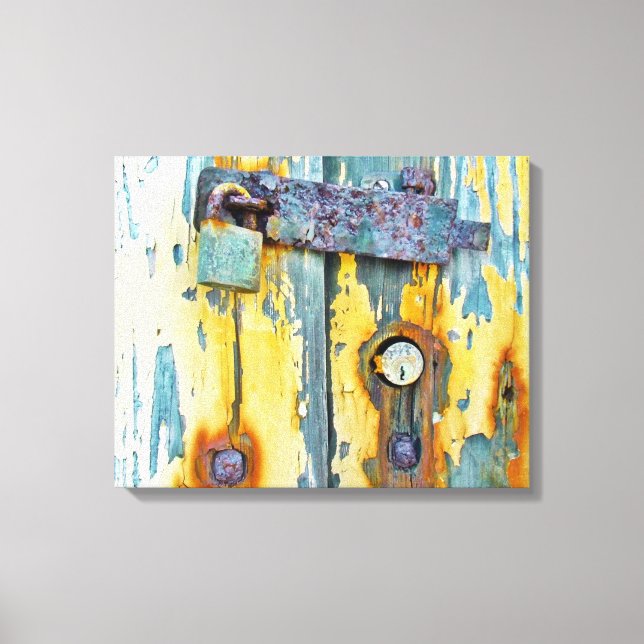 Rusty aqua målat ladullåsgalleri - canvas (Framsida)