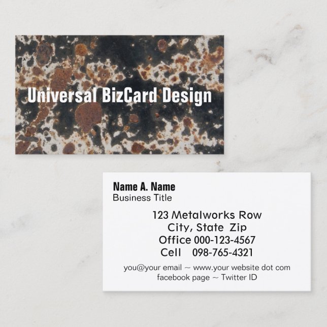 Rusty Black Metall Grunge Background Visitkort (Fram/baksida)