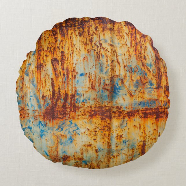 Rusty Blue Metall Struktur Rund Kudde (Framsidan)