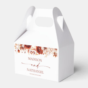 Rusty Burgundy Brown Blommigt Flower Bröllop Presentaskar