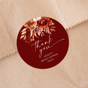 Rusty Burgundy Brown Blommigt Flower Möhippa Runt Klistermärke
