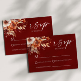 Rusty Burgundy Brown Floral Flower Garden Wedding OSA Kort