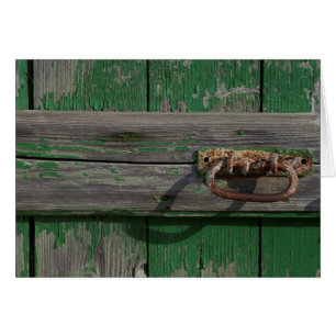 Rusty-dörrhandtag på Grönt-dörr Hälsningskort