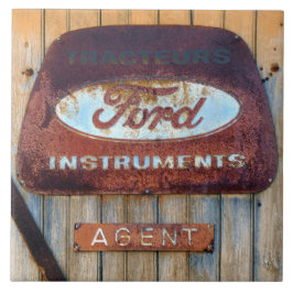 Rusty Enamel Fransk Sign. Kakelplatta