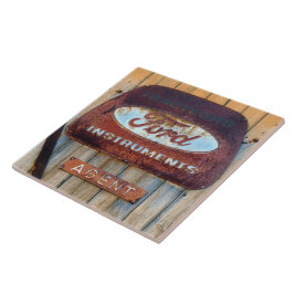 Rusty Enamel Fransk Sign. Kakelplatta