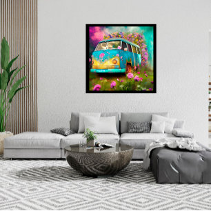 Rusty gamle Combi Van med Flowers Poster