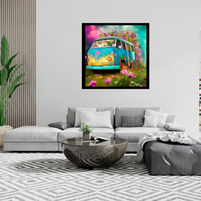 Rusty gamle Combi Van med Flowers Poster (Skapare uppladdad)