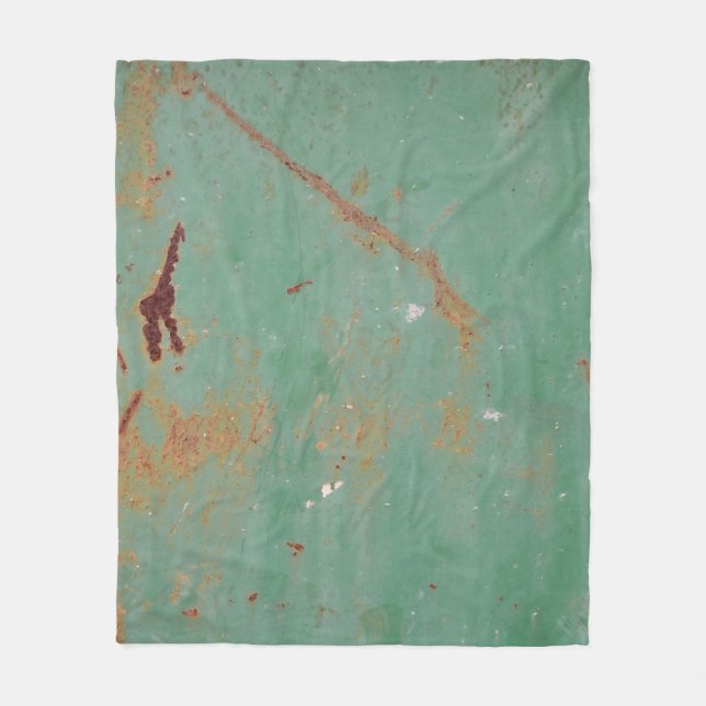 Rusty grönt västerut texturerad stadspanel i metal fleecefilt (Framsidan)