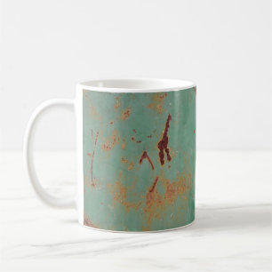Rusty grönt västerut texturerad stadspanel i metal kaffemugg