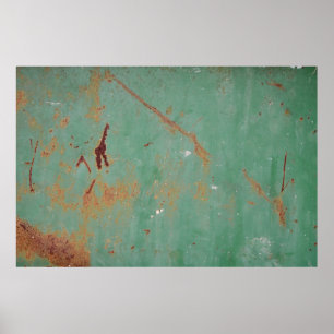 Rusty grönt västerut texturerad stadspanel i metal poster