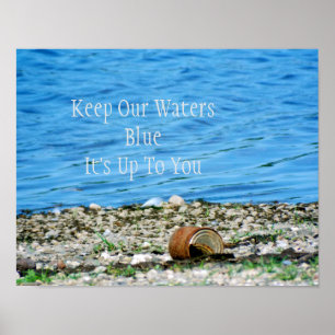 Rusty kan Poster med blått Vatten-meddelande