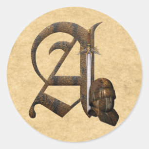 Rusty Knight Initial A Runt Klistermärke
