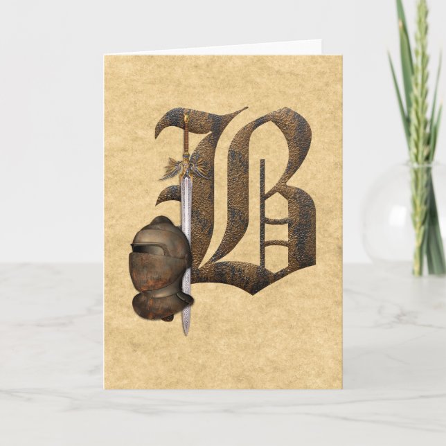 Rusty Knight Initial B Anteckningskort (Framsida)