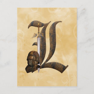 Rusty Knight Initial L Vykort