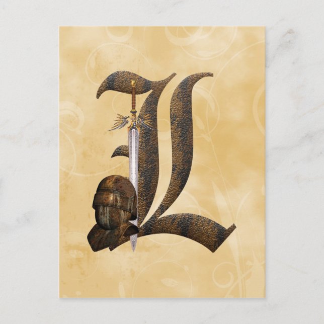 Rusty Knight Initial L Vykort (Framsida)