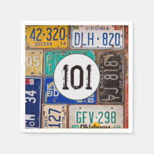 Rusty License Plate 101st Birthday Napkins Pappersservett