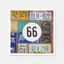 Rusty License Plate 66:e födelsedagslöjor Pappersservett