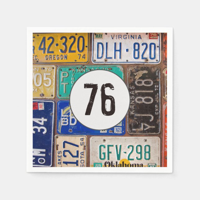 Rusty License Plate 76th Birthday Napkins Pappersservett (Framsidan)