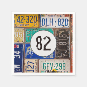 Rusty License Plate 82nd Birthday Napkins Pappersservett