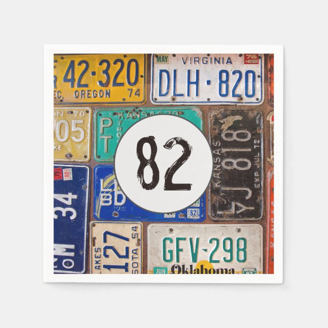 Rusty License Plate 82nd Birthday Napkins Pappersservett (Framsidan)