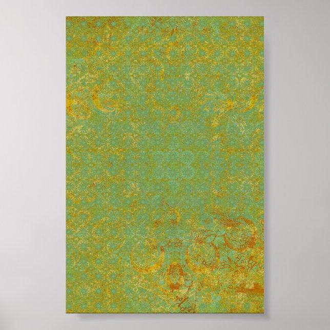 Rusty LIme Green Mönster Background Poster (Framsidan)