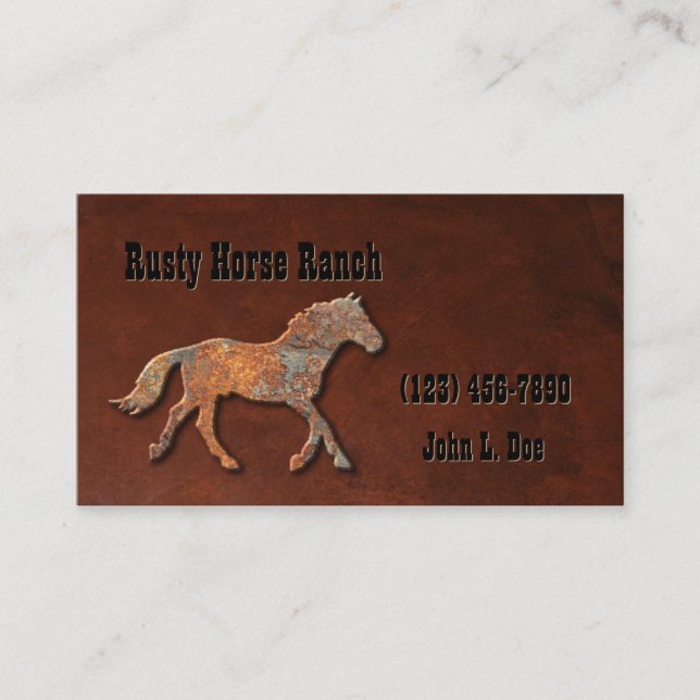 Rusty Metall Horse and Leather Visitkort (Framsida)