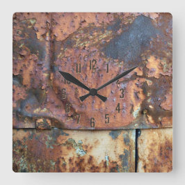 Rusty Metall Siding Old Industrial Byggnad Fyrkantig Klocka