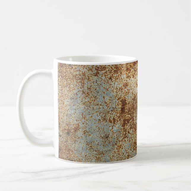 Rusty Metall: Texturerad panelbakgrund. Kaffemugg (Vänster)