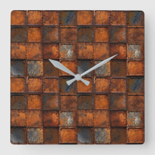 Rusty Metall Wall Clock Fyrkantig Klocka