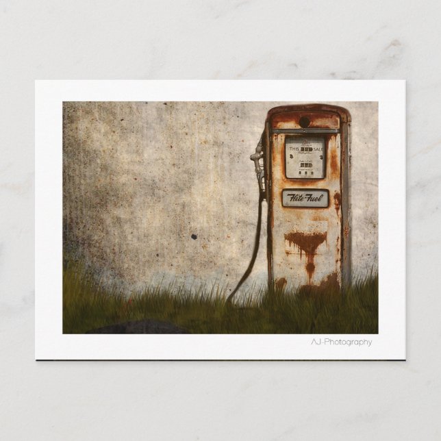 Rusty Old Antique gas pump Vykort (Framsida)
