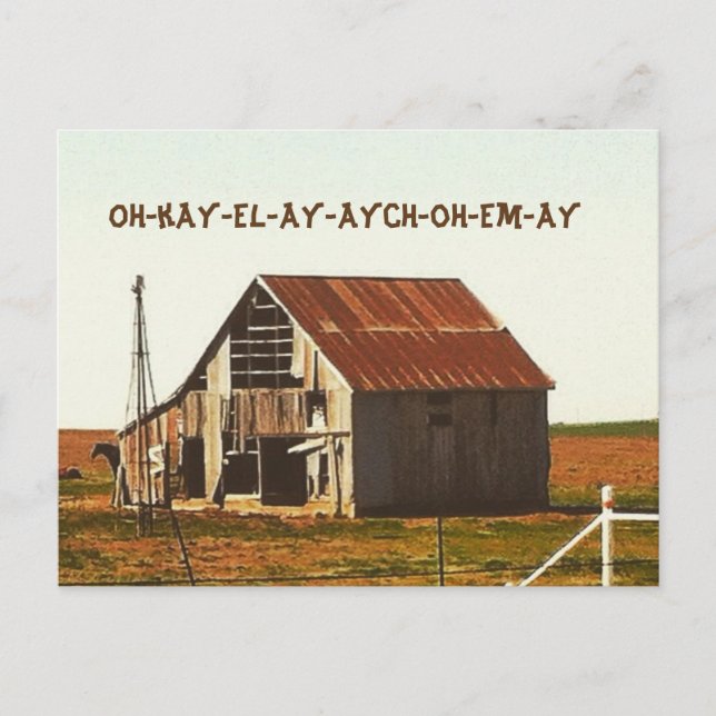 Rusty Old Barn in Oklahoma Postcard Vykort (Framsida)
