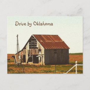 Rusty Old Barn in Oklahoma Postcard Vykort