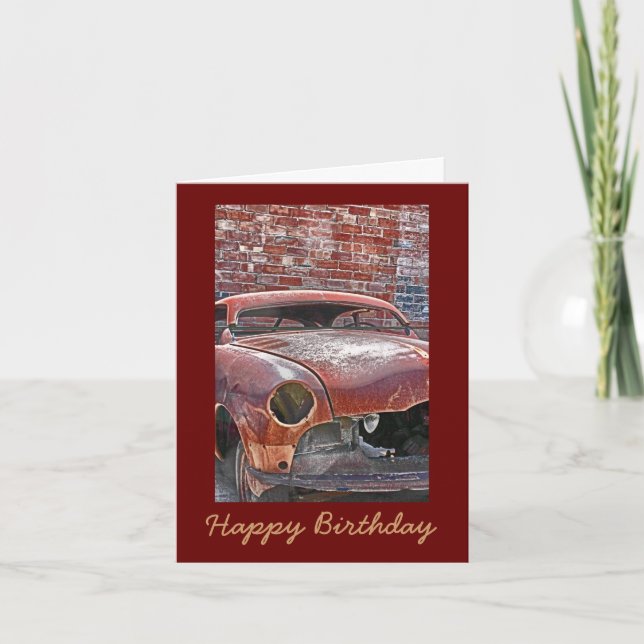 Rusty Old Car Masculine Birthday Greeting Card Kort (Framsida)