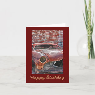 Rusty Old Car Masculine Birthday Greeting Card Kort