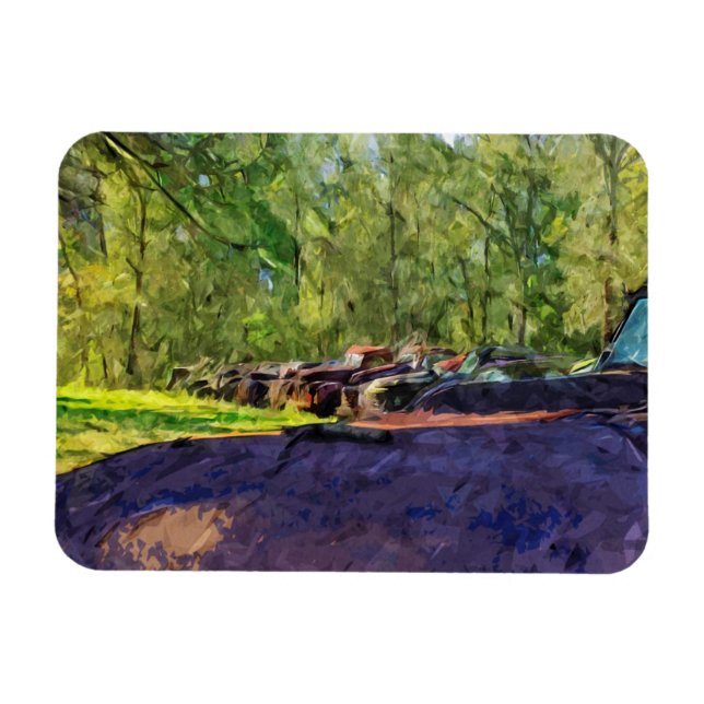 Rusty Old Cars and Lastbilar Abstrakt Magnet (Horisontell)