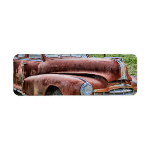 Rusty Old Classic Car Vintage Automobile Returadress Etikett