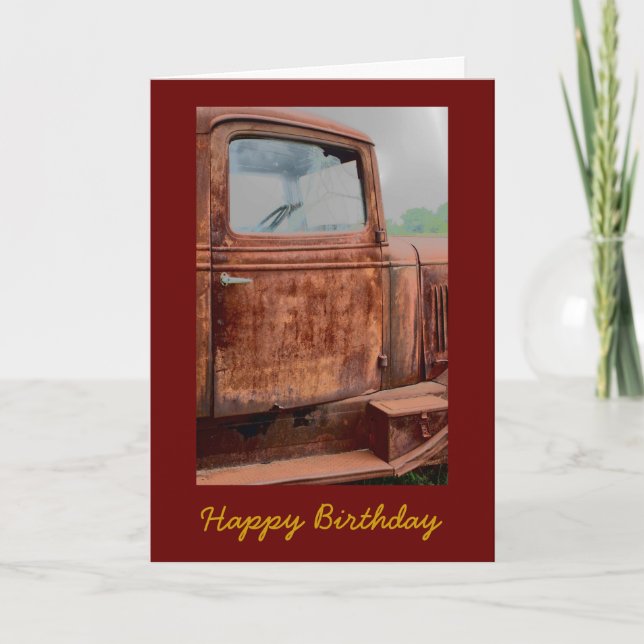 Rusty Old Lastbil Masculine Birthday Card Kort (Framsida)